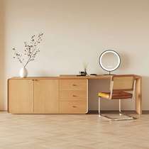 2024 New Dressing Table Solid Wood Small Apartment Nordic Home Modern Simple Retractable Log Color Bedroom Dressing Table