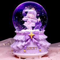 Rotating music box crystal ball girl princess style rotating little girl falling snow cute angel dancing music box