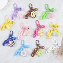 Internet celebrity cute little animal keychain pendant creatively matched with colorful open circle chain student bag headphone cover decoration