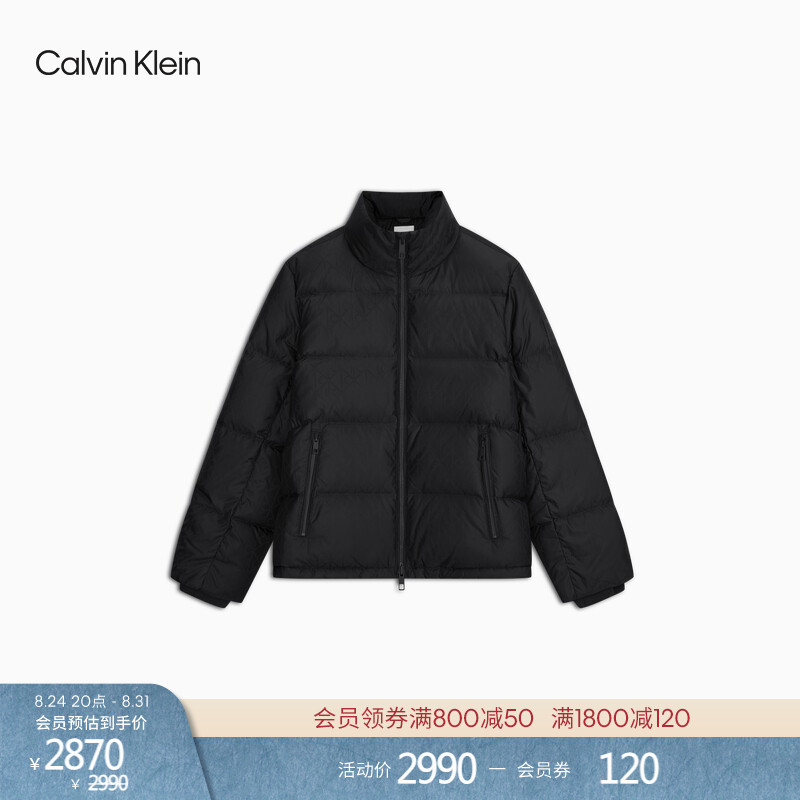 [Windproof and Water-Repellent] Ck Jeans26 Autumn New Men's Trendy Vintage Print Duck down Stand Collar down Jacket