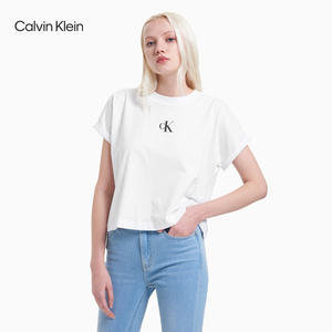 CK Jeans2021春夏新款女装圆领短袖时尚叠搭LOGO印花T恤J216353