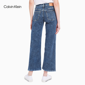 CK Jeans2021春夏新款女装酸洗蓝阔腿版牛仔裤WIDE LEG J216019