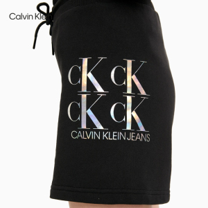 CK Jeans2021春夏新款女装镭射光感LOGO印花抽绳休闲短裤J216369