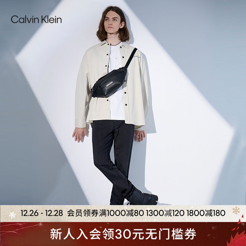 CK Jeans men's minimalist metal signage adjustable insert buckle zip classic purse New Year gift HH3547 -Taobao