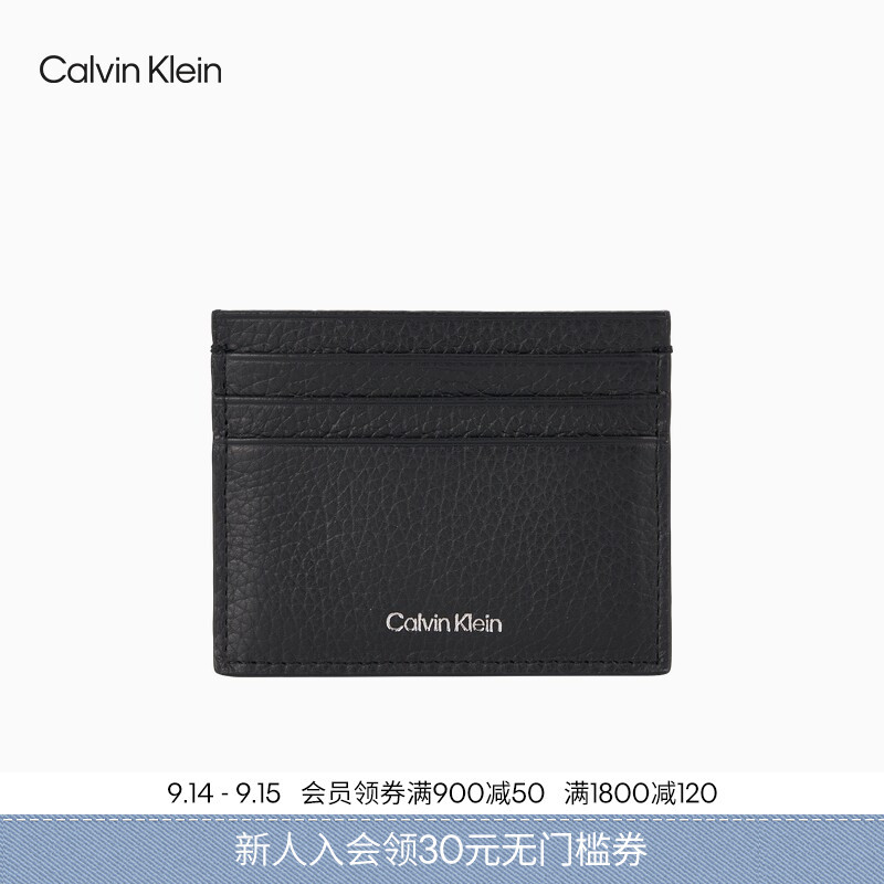 Ck Jeans26 Men's Business Casual Pebble Pattern Cowhide Leather Multi-Card Slot Id Coin Card Holder Gift