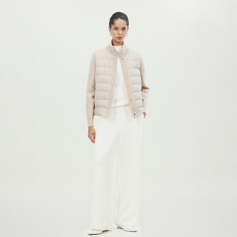 Golden Barry26 Autumn and Winter Design Simple Knitted Patchwork Fashionable White Goose down Jacket 136008 Golden Barry26 Autumn and Winter Design Simple Knitted Patchwork Fashionable White Goose down Jacket 136008