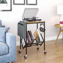 Vinyl display rack double-layer iron vinyl record rack with storage bag record machine bedside table office newspaper bookshelf