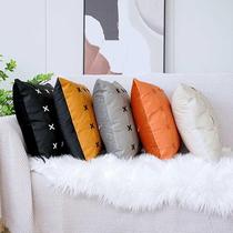 Nordic light luxury ins style pu leather pillowcase bedside cushion car office cushion soft decoration design cushion