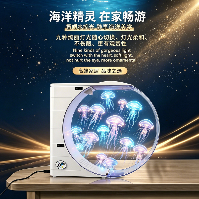 Mini Aquarium Breathing Light with Built-In Filtration and Water Circulation, Special Tank for Jellyfish, Entry-Level Decorative Colorful Desktop Jellyfish Tank Mini Aquarium Breathing Light with Built-In Filtration and Water Circulation, Special Tank for Jellyfish, Entry-Level Decorative Colorful Desktop Jellyfish Tank