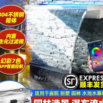 304 stainless steel landscape outlet courtyard garden fish pond waterfall led colorful lights remote control water curtain flow wall