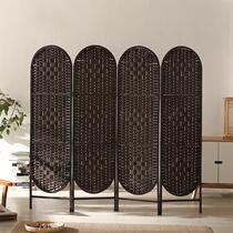 Manufacturer Korean solid wood frame foldable movable paper rope woven home hotel office screen partition