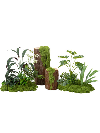 Simulated Moss Green Plants for Landscaping, Forest-Style Window Displays, Exhibition Hall Tree Stump Plant Combinations, Landscape Artificial Flowers and Vegetation, Floral Art