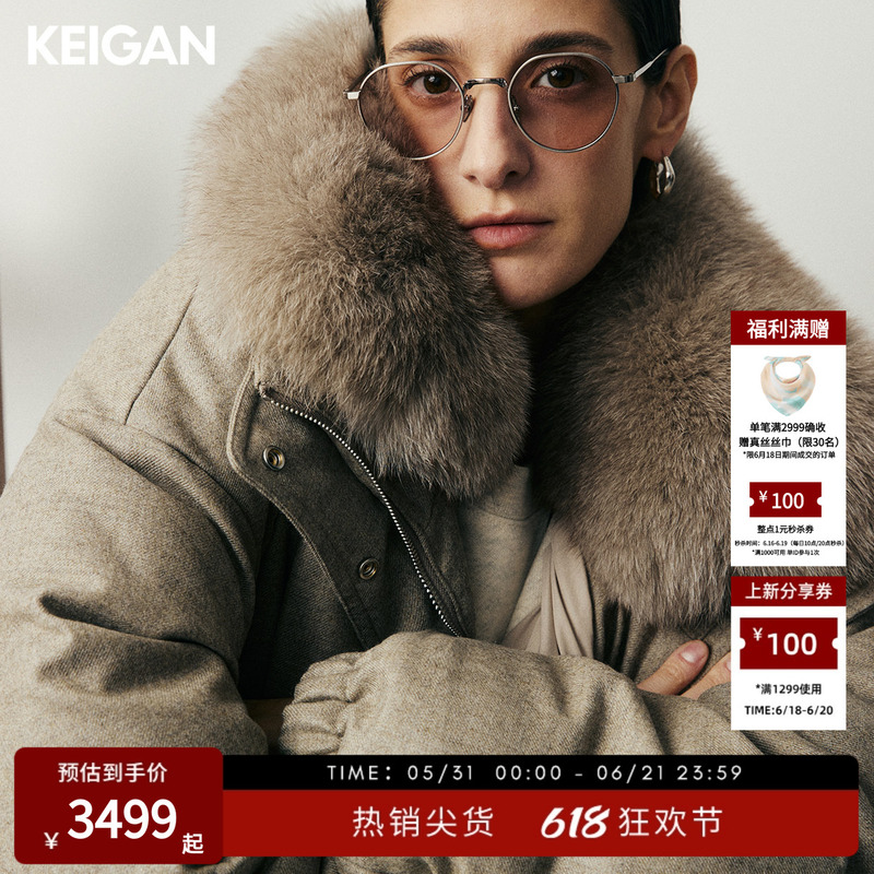 Keigan/Black Label/Italian L*P & Flannel Hungarian 95% White Goose down Fur Collar down Jacket Keigan/Black Label/Italian L*P & Flannel Hungarian 95% White Goose down Fur Collar down Jacket