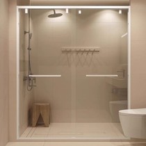Boli Minimalist Narrow Side Shower Room Cream Style White Inline Bathroom Dry and Wet Separation Partition Glass Customization