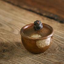 ()Handmade hammered copper tea jar gilded silver Puer tea black tea small tea jar retro tea warehouse with lid