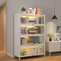 Childrens home iron dust-proof bookcase magnetic multi-layer floor-to-ceiling study student Internet celebrity flip-door acrylic display cabinet