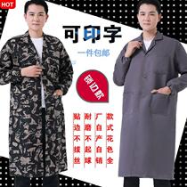 Work clothes dirty-resistant thickened mens long wear-resistant blue coat carrying work clothes protective clothing dust-proof coveralls