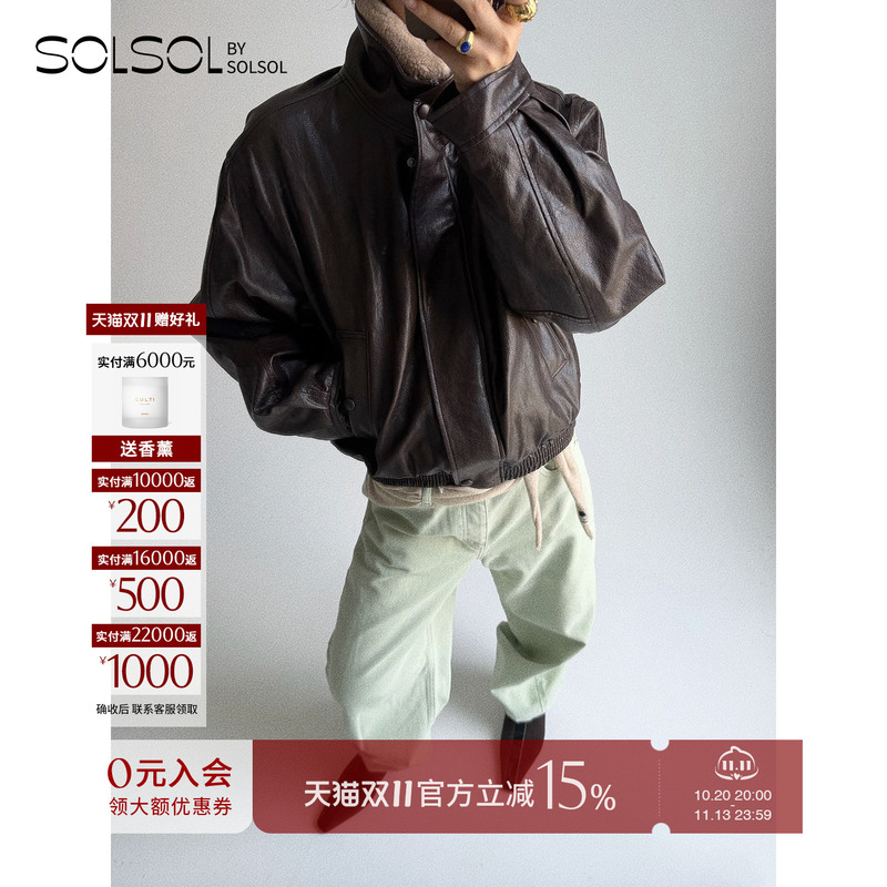 Low Classic Designer 26 Winter New Product Faux Fur Collar Faux Leather Jacket Short Coat Solsol Low Classic Designer 26 Winter New Product Faux Fur Collar Faux Leather Jacket Short Coat Solsol