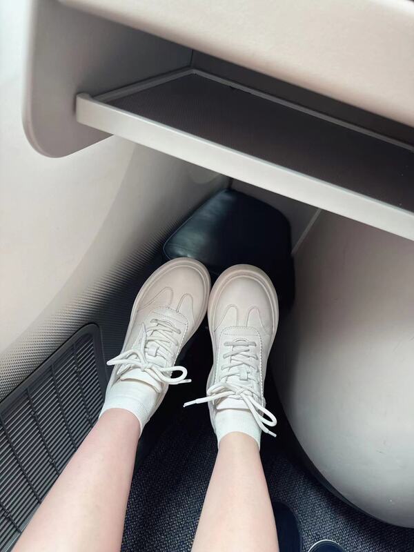 [Ning'Er's Personal Collection N Pair] Feichi Ren's Imported Vegetable-Tanned Cowhide Height-Increasing White Sneakers 47050