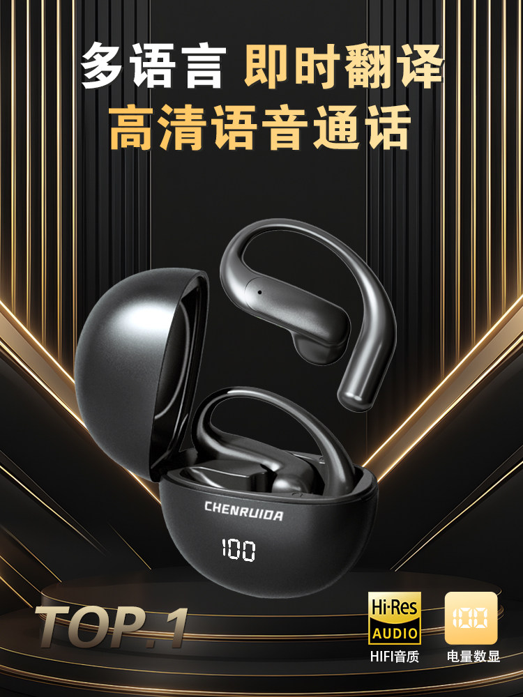 Wireless Bluetooth Earphones, Clip-On, Air-Bone Conduction, Open, Non-In-Ear, Sports, Noise Reduction, 2025 New Model, Long Battery Life