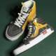 Sk8-Hi Cap Black and White High-Top Deconstructed Zipper Splicing Gray and Yellow Splicing Checkerboard Canvas Men's and Women's Shoes