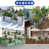 Outdoor balcony courtyard flower box imitation terrazzo planting box combination shopping mall outdoor fence partition flower box customization