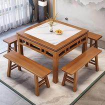 Desktop new solid wood pavilion Eight Immortals table square square table and chair combination commercial Chinese hotel restaurant round table
