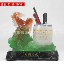 Imitation jade resin crafts immediate success pen holder creative fashion home decorations business office desk decorations