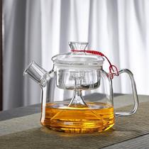 Steaming teapot glass high temperature resistant large capacity household tea making kettle can be open fire electric ceramic stove steaming tea set single pot