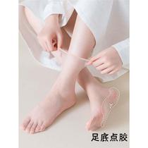 Stockings womens summer socks womens short socks summer thin crystal silk anti-slip mid-calf socks for women anti-snatch silk transparent womens socks