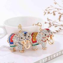 Colorful Thai baby elephant alloy diamond keychain Indian and Korean version cute oil dripping doll elephant