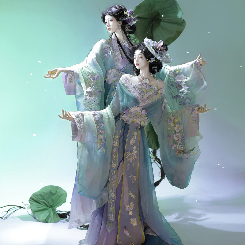 Nan Shuyao's Original Restored and Improved Hanfu Women's Warring States Robe, Ancient Costume with Straight Hem, Wei and Jin Style, Heavy Embroidery, Wide Sleeves, Super Ethereal Nan Shuyao's Original Restored and Improved Hanfu Women's Warring States Robe, Ancient Costume with Straight Hem, Wei and Jin Style, Heavy Embroidery, Wide Sleeves, Super Ethereal