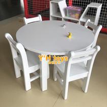 Gansu kindergarten childrens high-end white painted rectangular square table painting game table study table and chair moon table