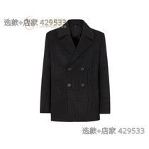 Pair of fleece material short large collar black jacket small cloth lamb breasted mens coat thick woolen coat