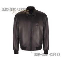 Xinke Emblem Pattern Soft Leather Black Small Soft Clip Lined Zipper Model Pressed Mens Color Sheep Label No Wear