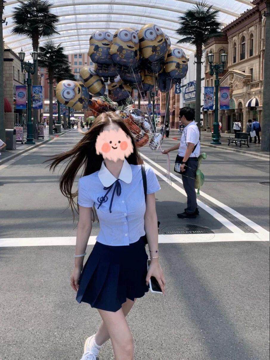 jk制服加工定制 蓝色学院风衬衫百褶裙套装女高级感jk上衣短裙两件套夏季2024新款