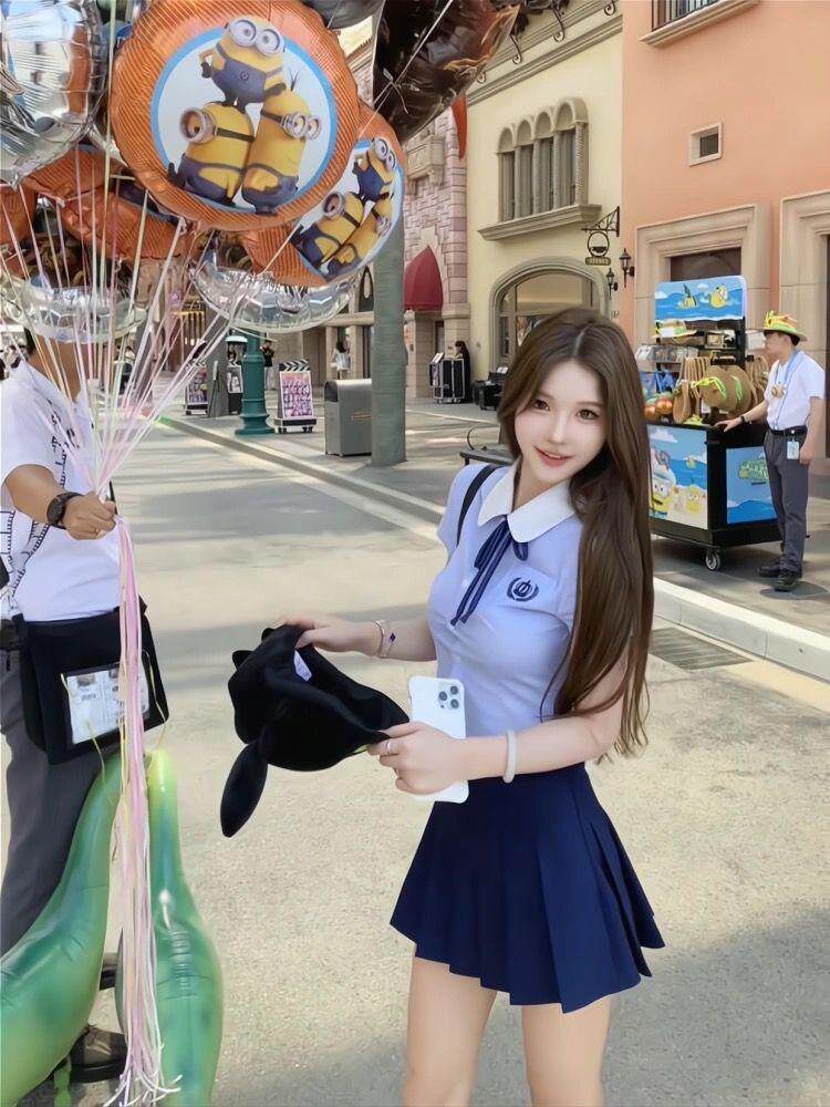jk制服加工定制 蓝色学院风衬衫百褶裙套装女高级感jk上衣短裙两件套夏季2024新款