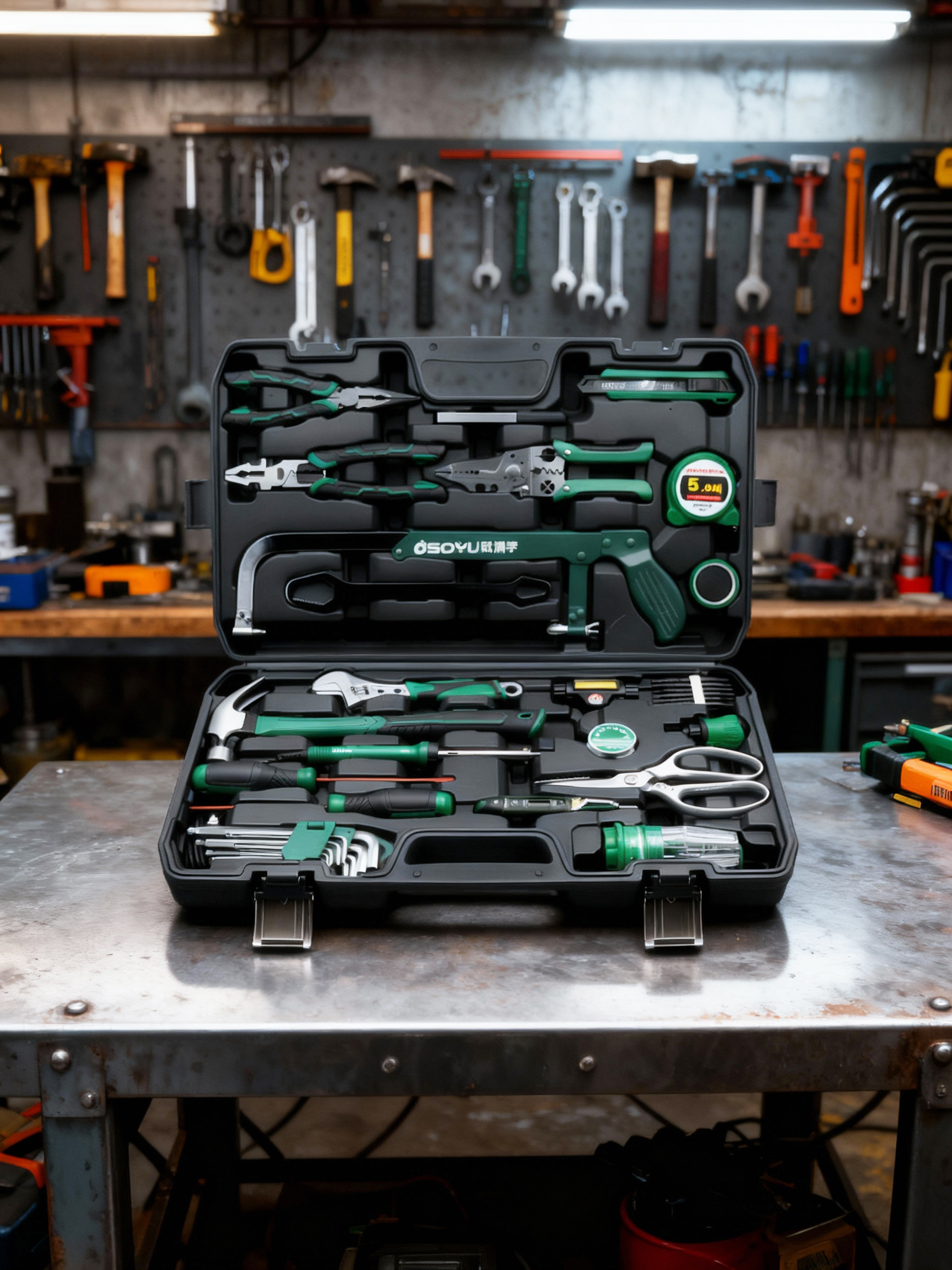 Industrial-Grade Hardware Tool Box Set, Multi-Functional Household Electrician Repair Tool Kit, Complete Set for Vehicle Use