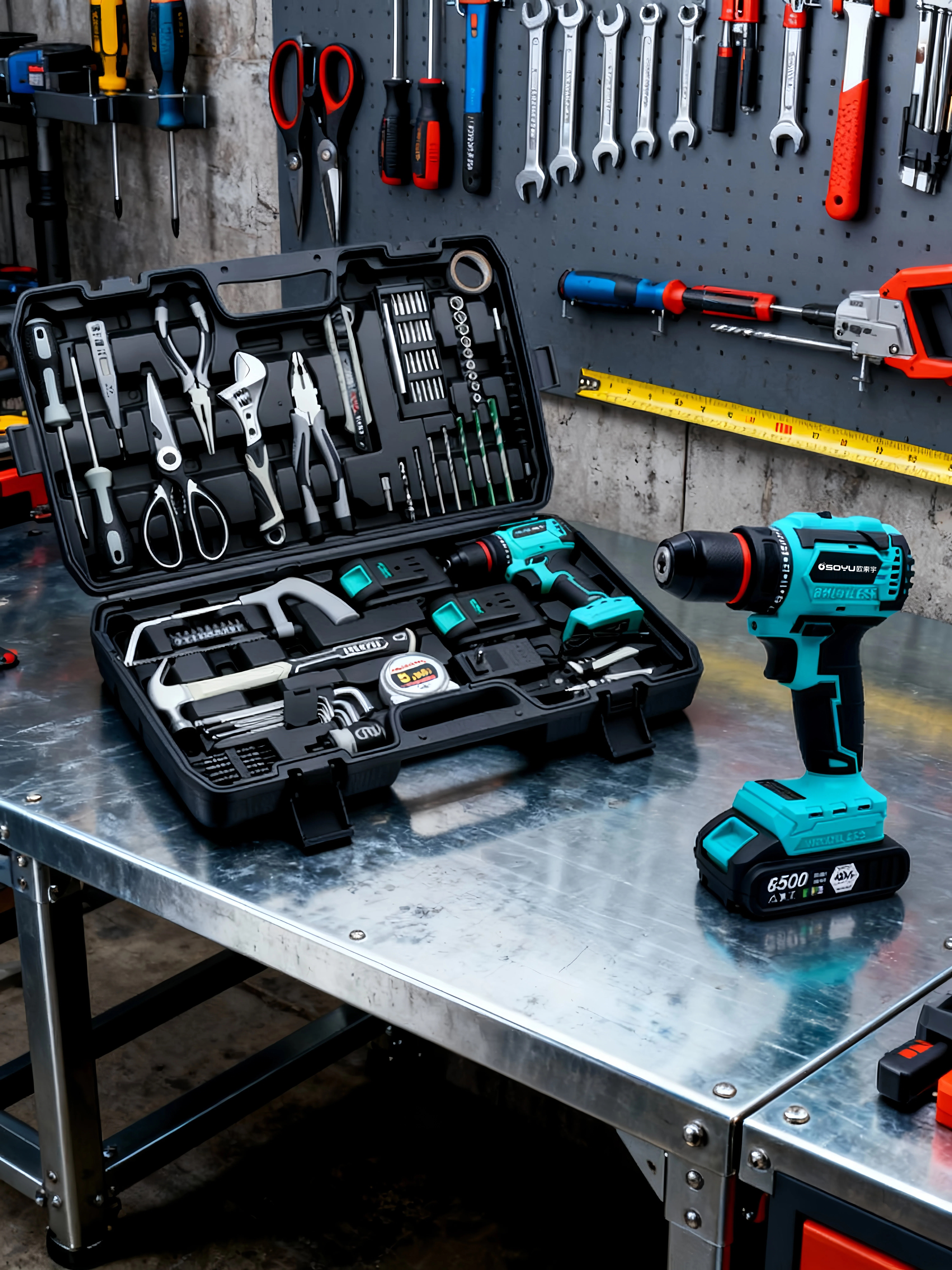 Brushless Electric Drill Household Tool Box Set Multi-Functional Car-Mounted Electrician Hardware Tool Collection Home Repair Kit