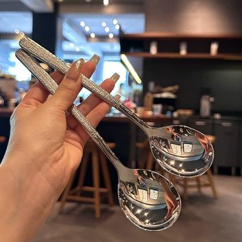Japanese stainless steel hammer pattern spoon with high appearance