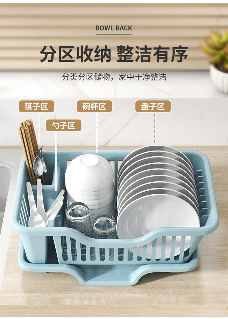 Сушилка 沥水碗盘架碗碟收纳架水槽置物架餐具家用厨房台面碗筷滤水收纳盒 No brand