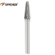 TOPFORZA tungsten steel grinding head L-shaped alloy rotary file hard metal conical dome double groove L
