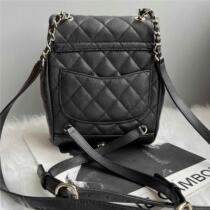 Fashion trendy color inner style black cowhide leather hand backpack school bag
