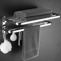 304 stainless steel bathroom rack without punching bathroom wall-mounted double-layer folding shower room towel rack