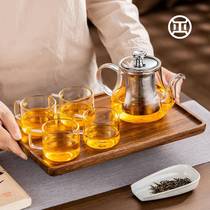 New glass teapot set household high temperature resistant thickened tea brewing set tea set boiling water filtering tea kettle brewing