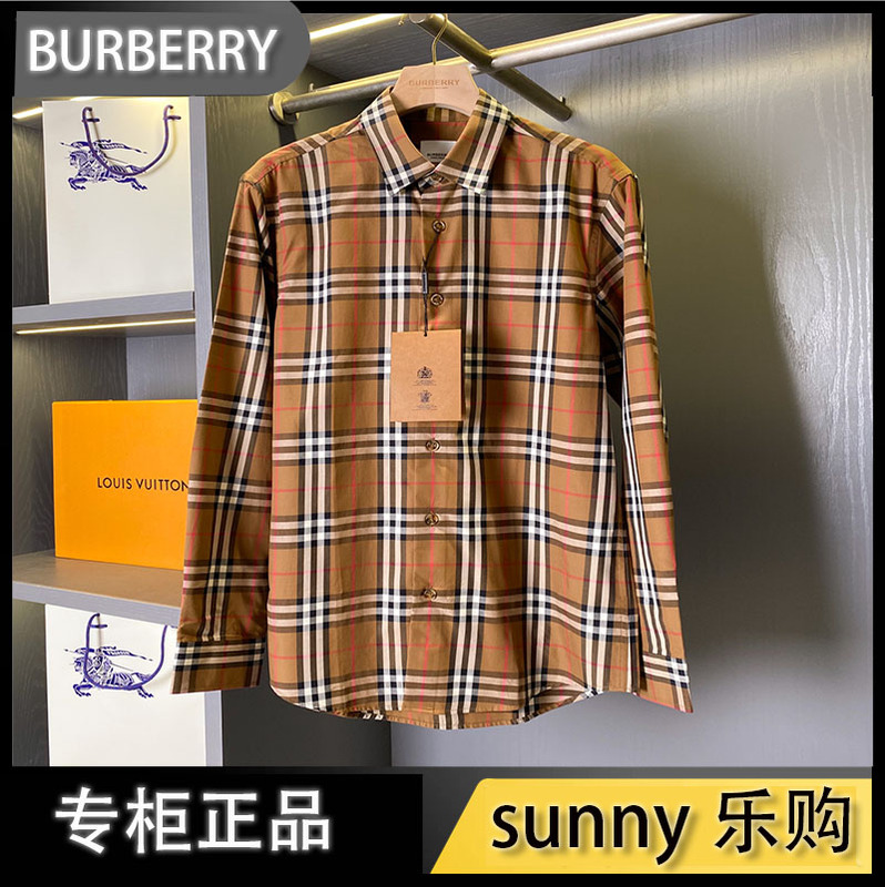 Burberry Fashion Plaid All-Over Print Single-Breasted Long-Sleeved Shirt Men's Shirt Burberry Fashion Plaid All-Over Print Single-Breasted Long-Sleeved Shirt Men's Shirt