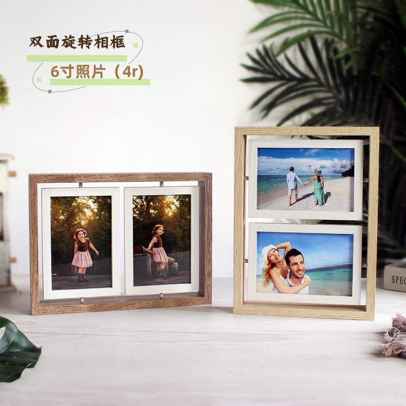 Creative Double-Sided Rotating Photo Frame Display Stand, Multiple Photo Combination Stand, Couple Gift, Home Decoration Display