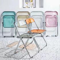 Transparent chair plastic crystal stool Nordic folding dining chair home backrest acrylic internet celebrity makeup chair