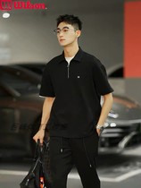 Wilson Wilson mens tennis short-sleeved T-shirt new breathable quick-drying all-match zipper sports POLO shirt