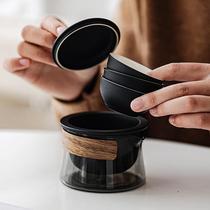 ROADMAKER travel tea set home teapot tea tray portable outdoor one pot three cups quick cup